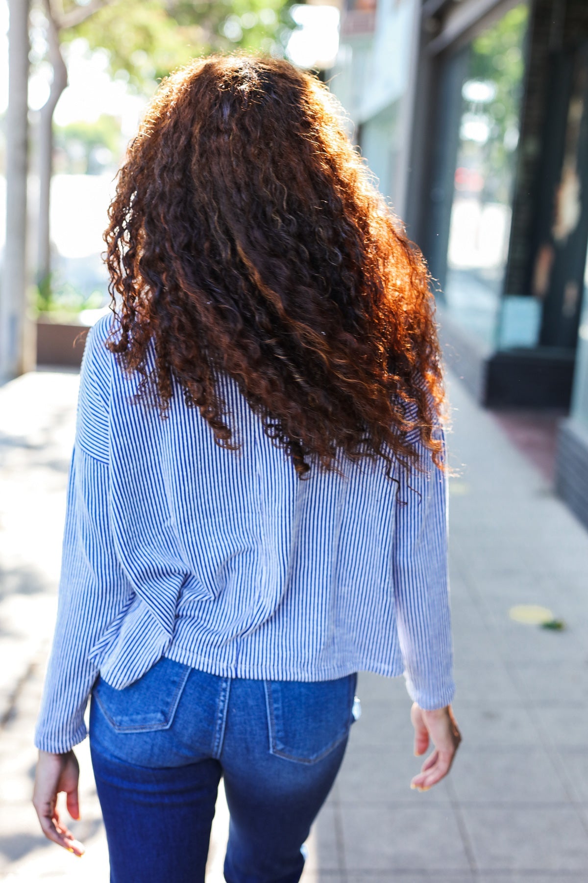 Hello Beautiful Blue Rib Dolman Sweater Top Zenana