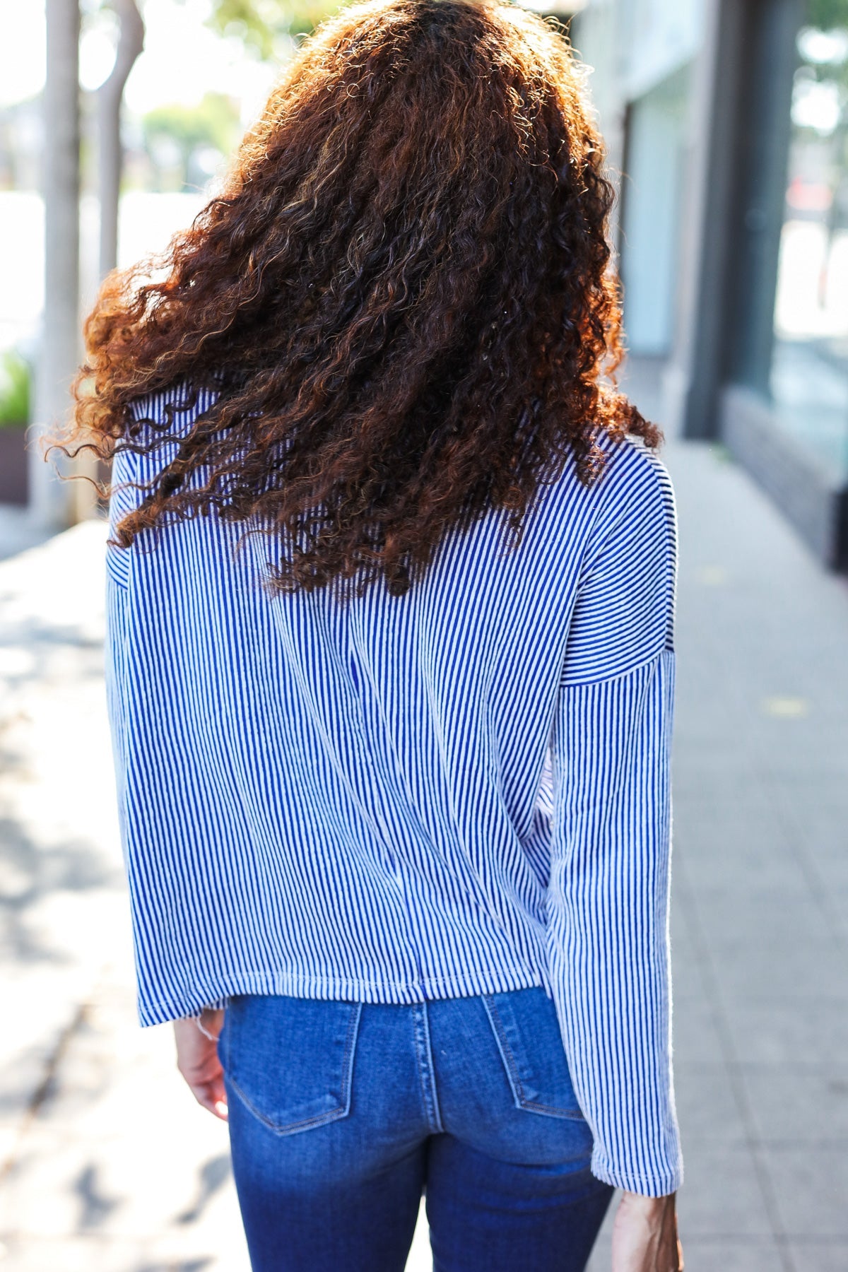 Hello Beautiful Blue Rib Dolman Sweater Top Zenana