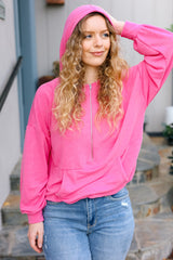 Ready to Relax Hot Pink Half Zip French Terry Hoodie