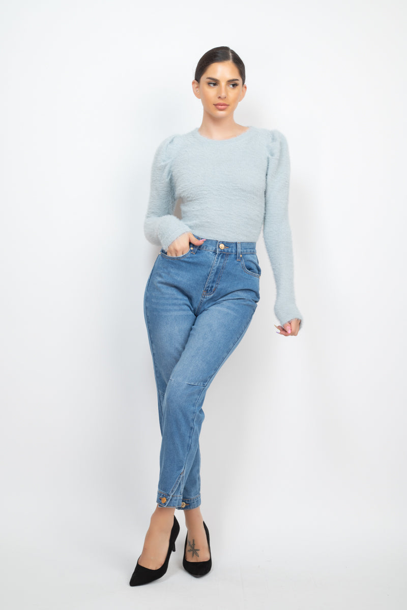 Cuffed-button Mom Jeans Marabella Inspirations