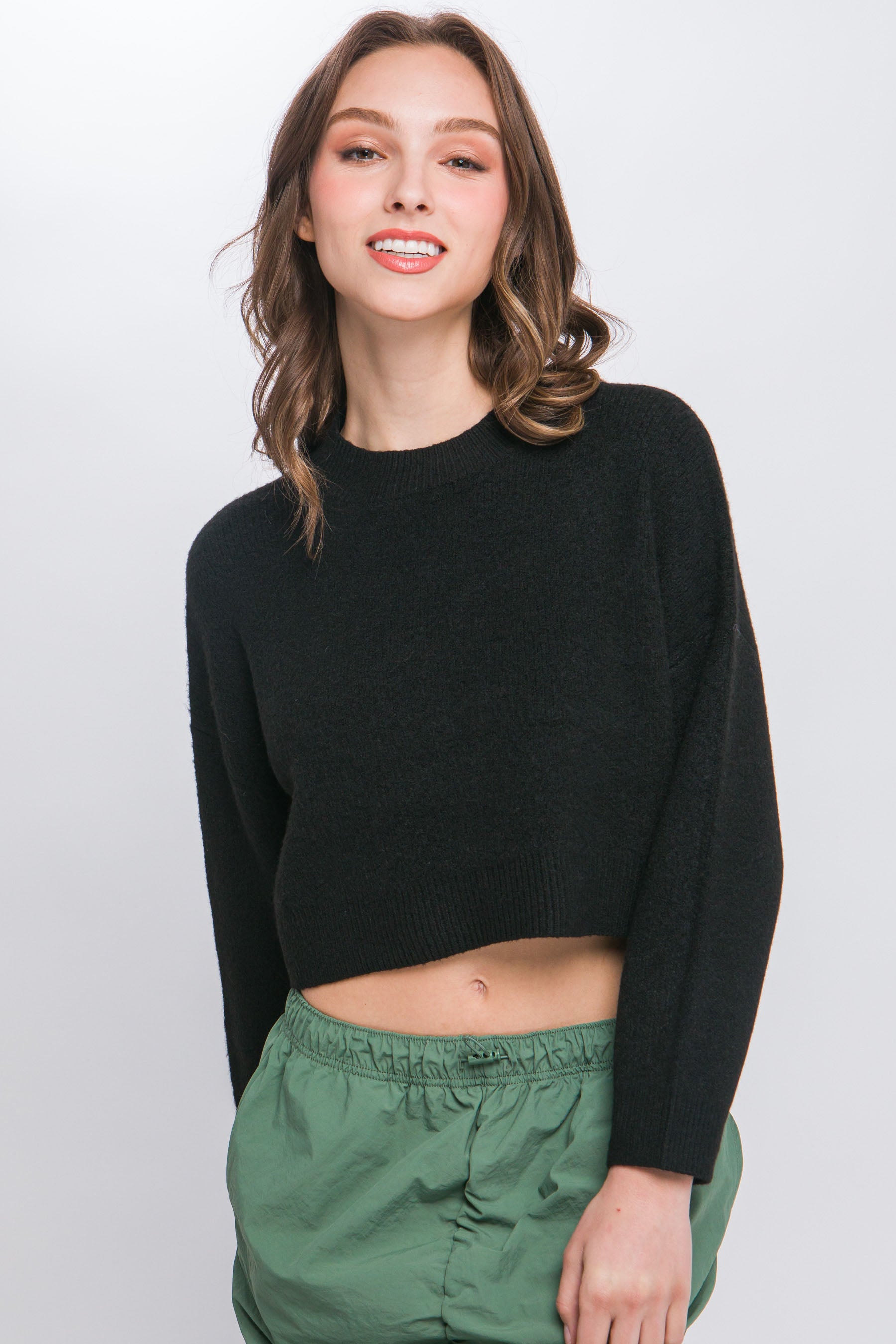 Wool Blend Cropped Sweater Top Marabella Inspirations