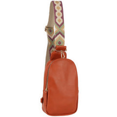 Smooth Zipper Sling Crossbody With Guitar Strap Marabella Inspirations Rust