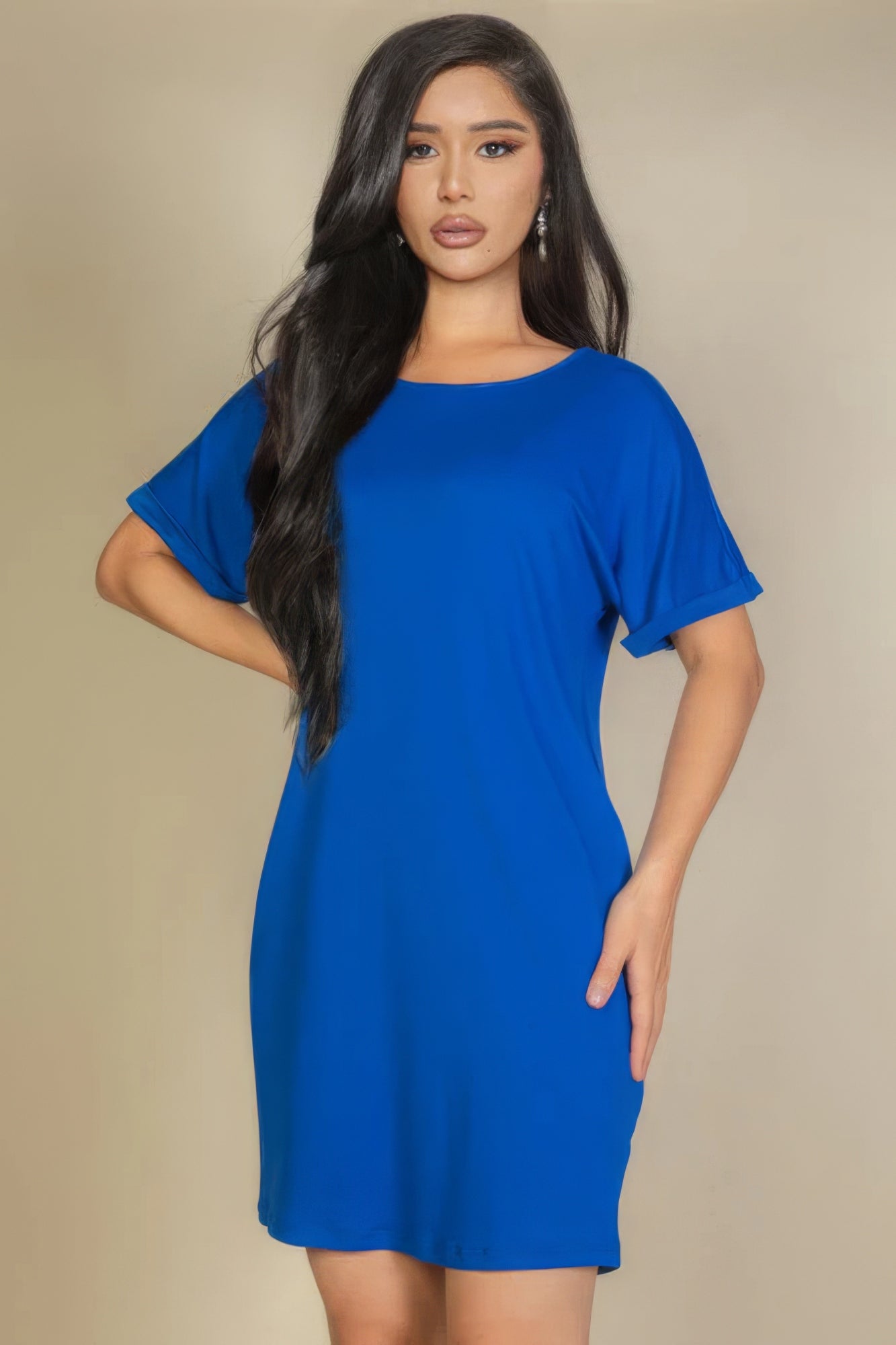 Side Pocket Double Folded Mini Dress Marabella Inspirations Royal S