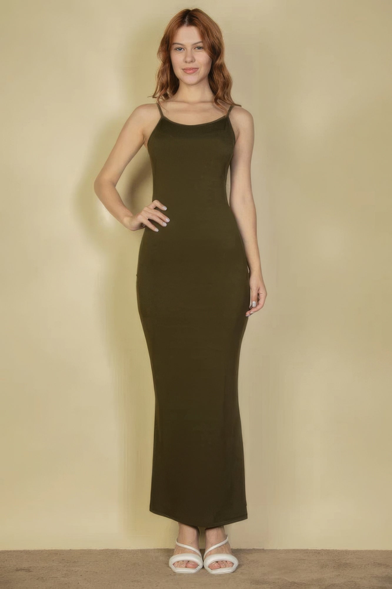 Ribbed Mermaid Hem Camisole Maxi Dress Marabella Inspirations Olive S