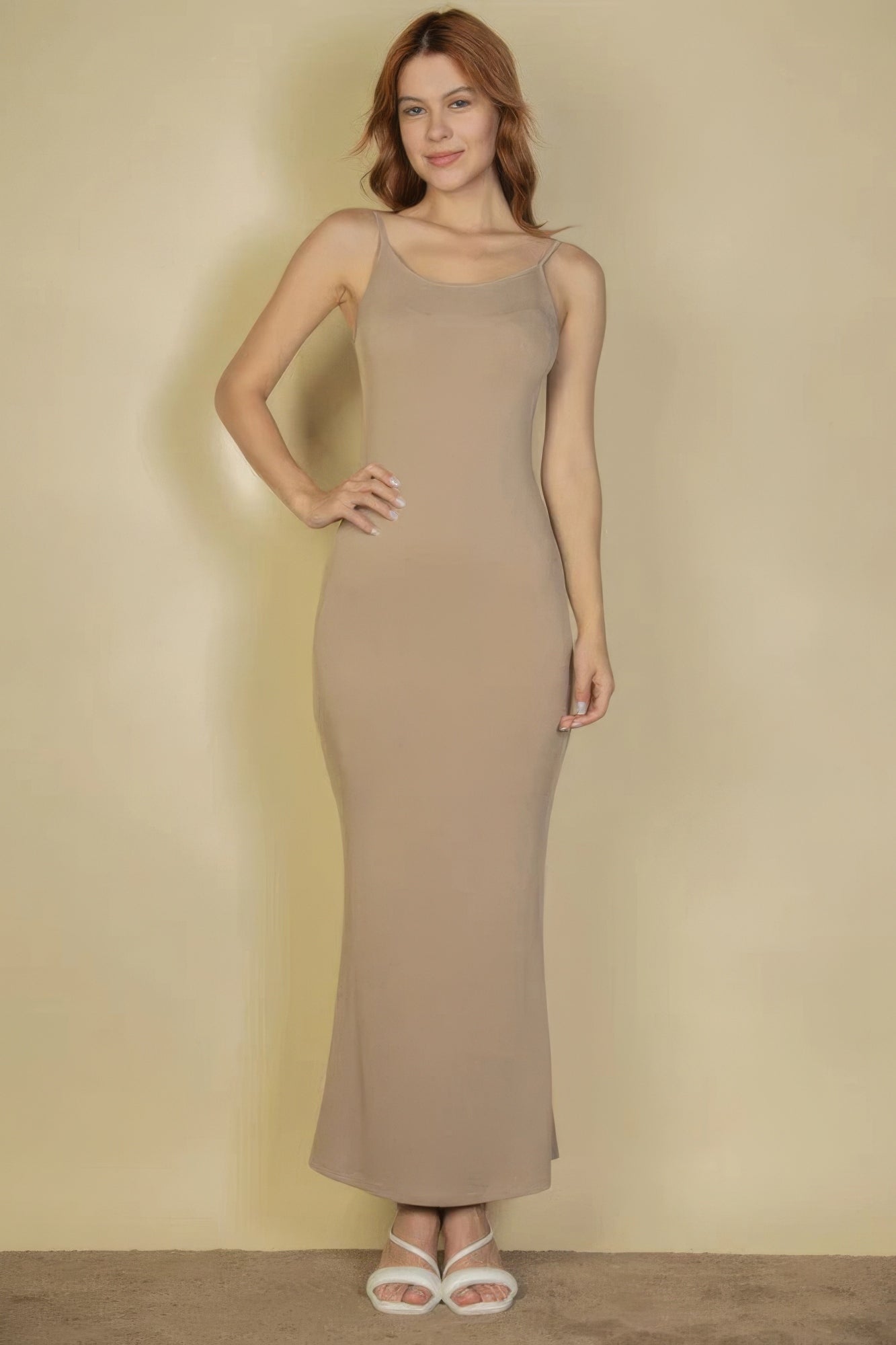 Ribbed Mermaid Hem Camisole Maxi Dress Marabella Inspirations Taupe S