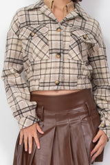 Plaid Button-down Crop Jacket Marabella Inspirations