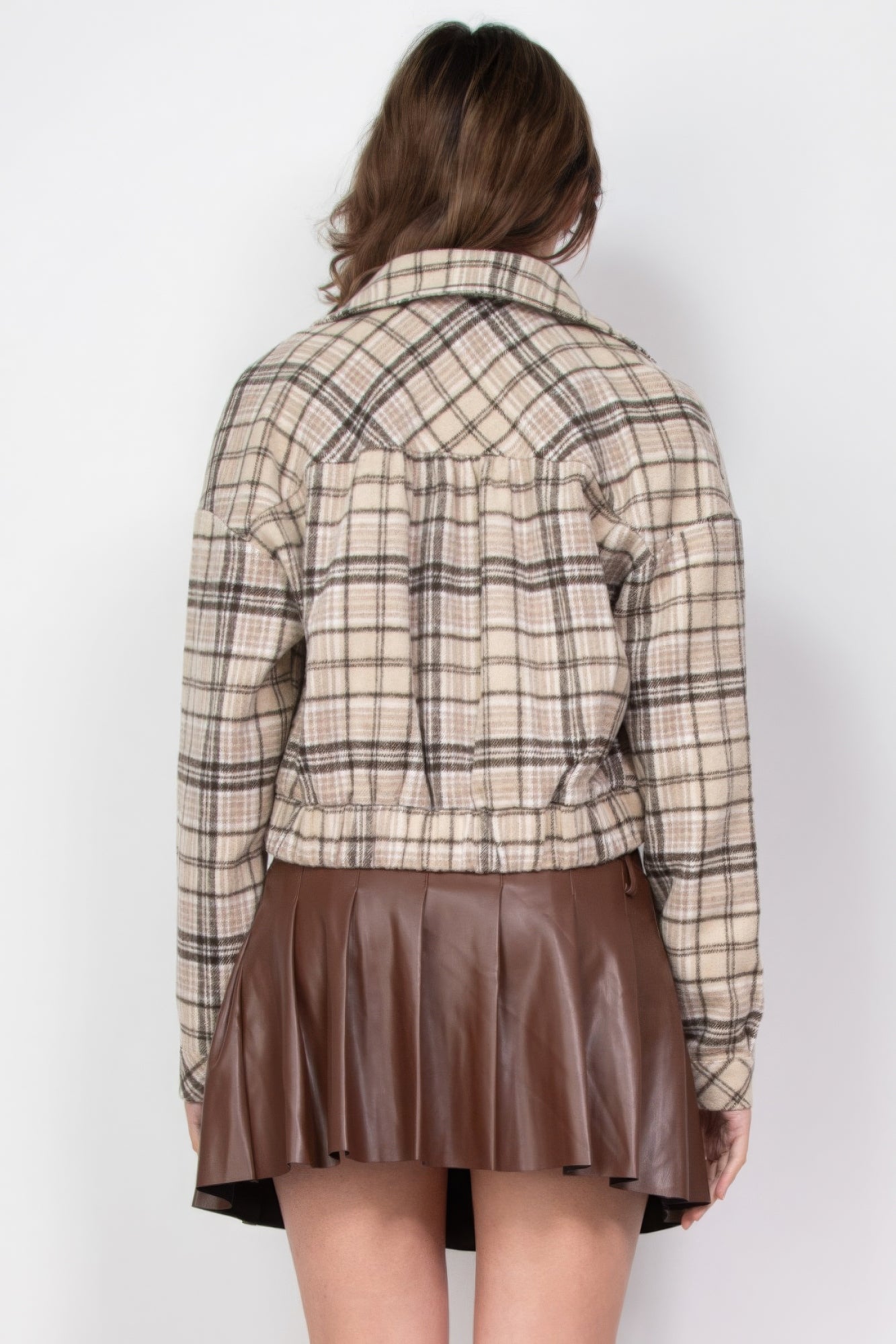 Plaid Button-down Crop Jacket Marabella Inspirations