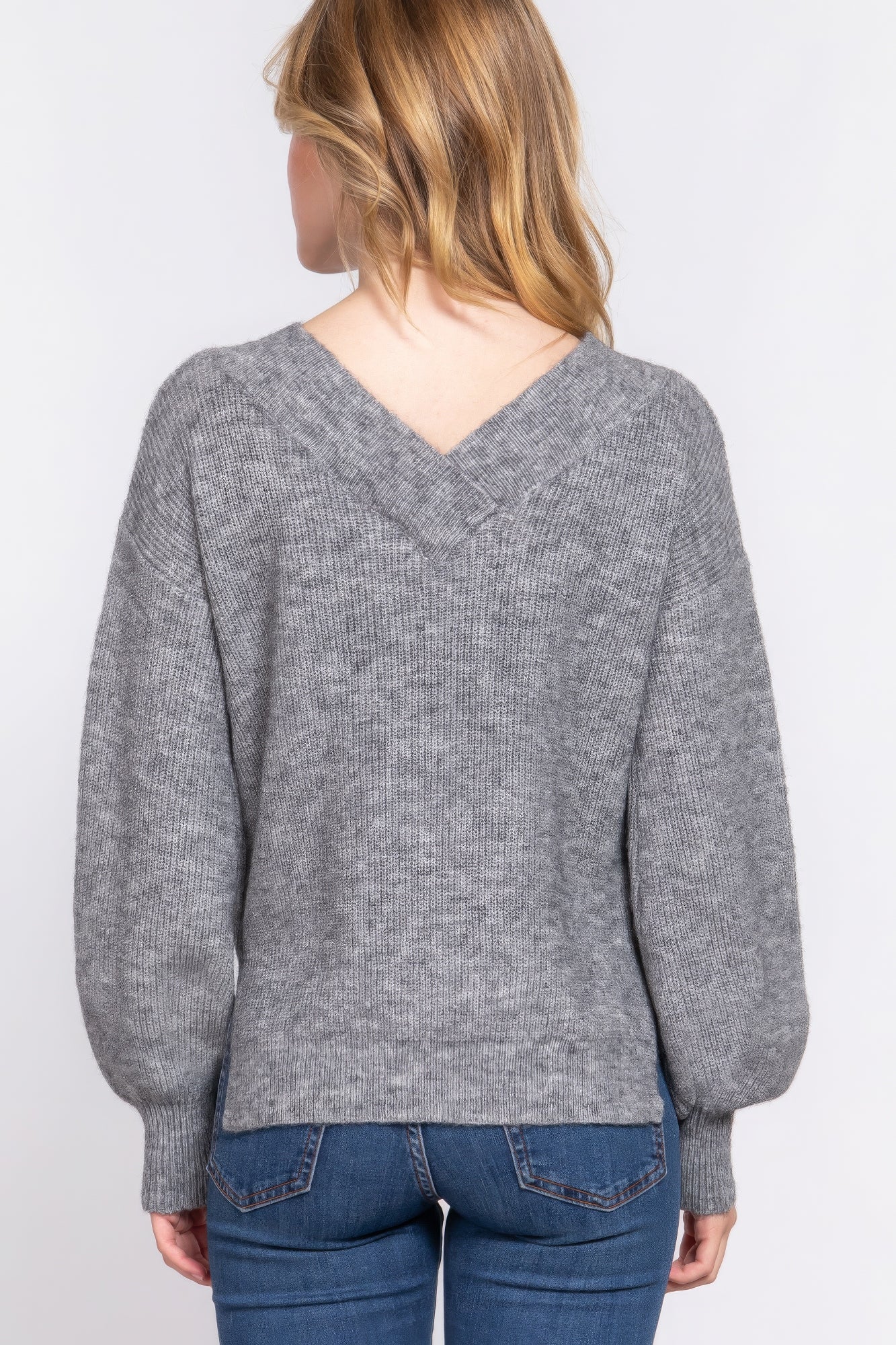 Long Slv Double V-neck Sweater Marabella Inspirations