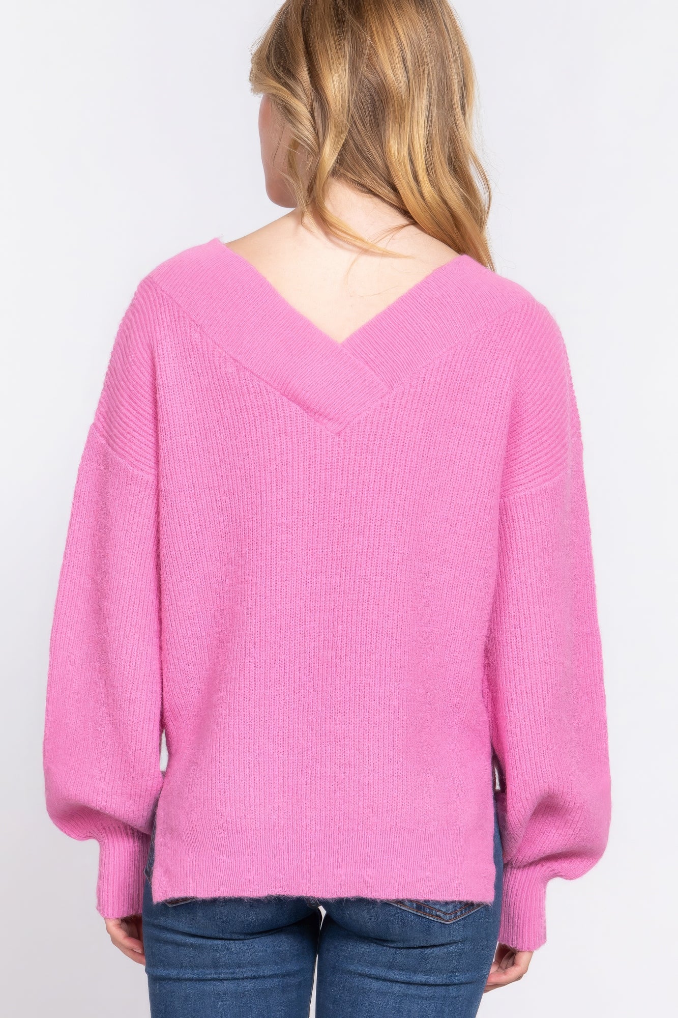 Long Slv Double V-neck Sweater Marabella Inspirations