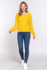 Long Slv Double V-neck Sweater Marabella Inspirations