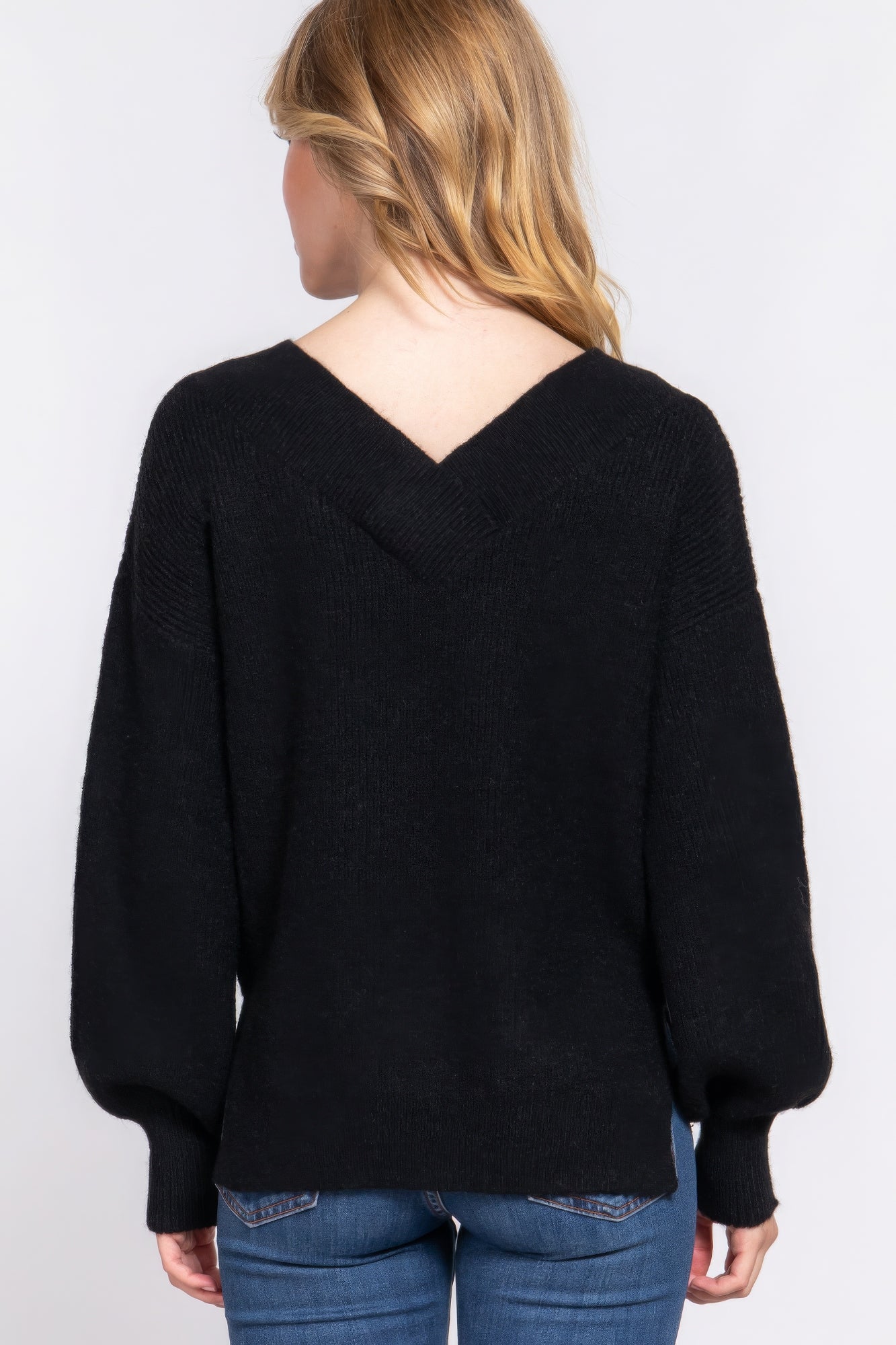 Long Slv Double V-neck Sweater Marabella Inspirations