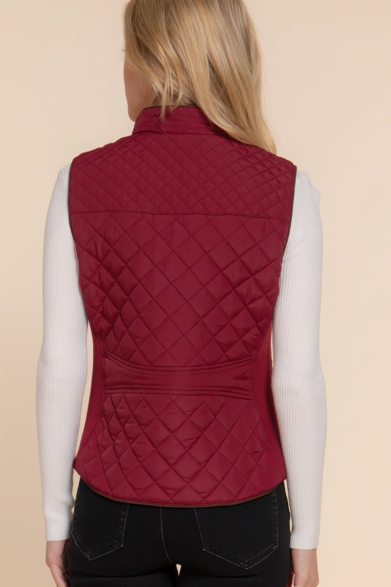 Suede Piping Quilted Padding Vest Marabella Inspirations