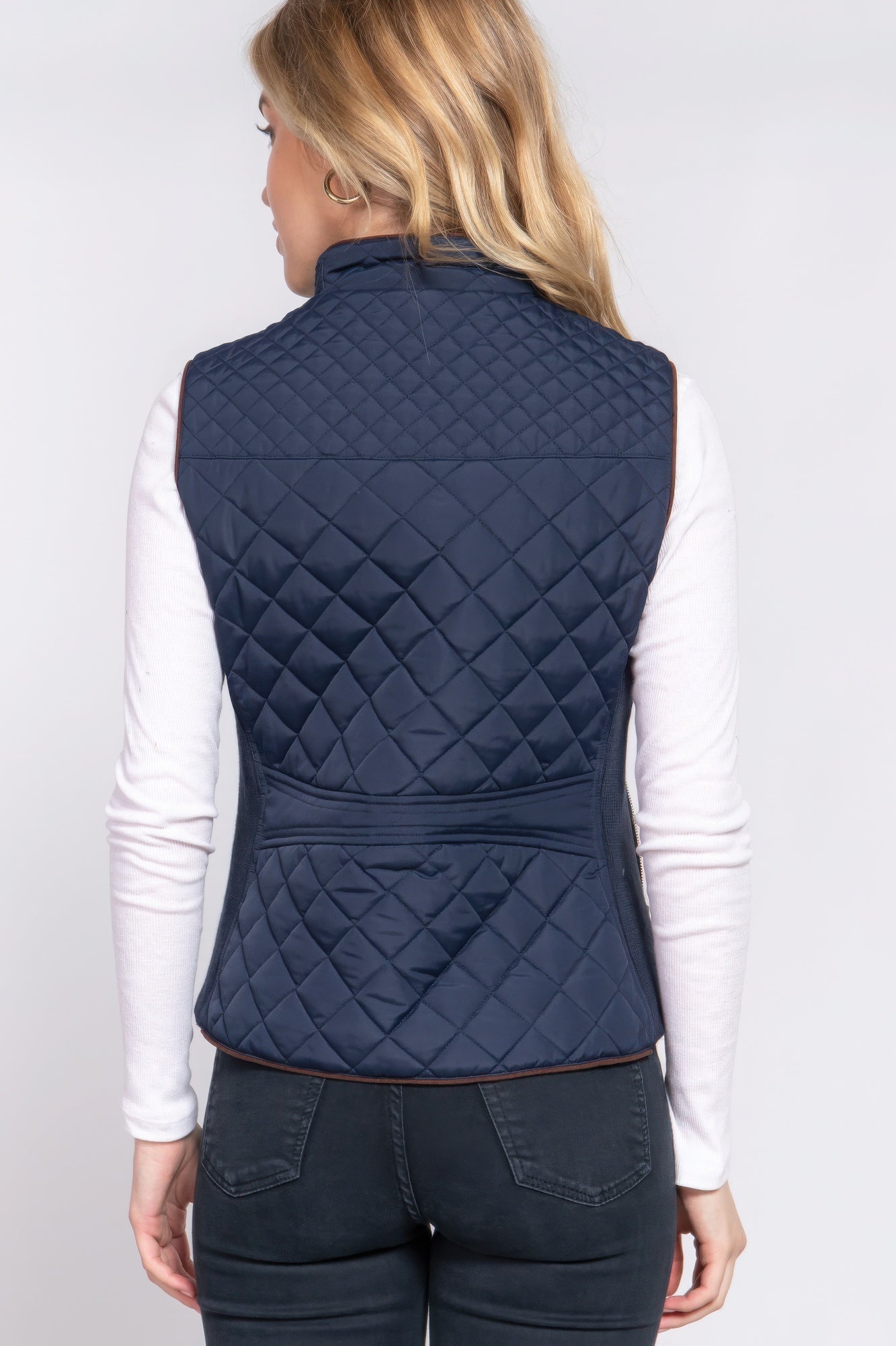 Suede Piping Quilted Padding Vest Marabella Inspirations