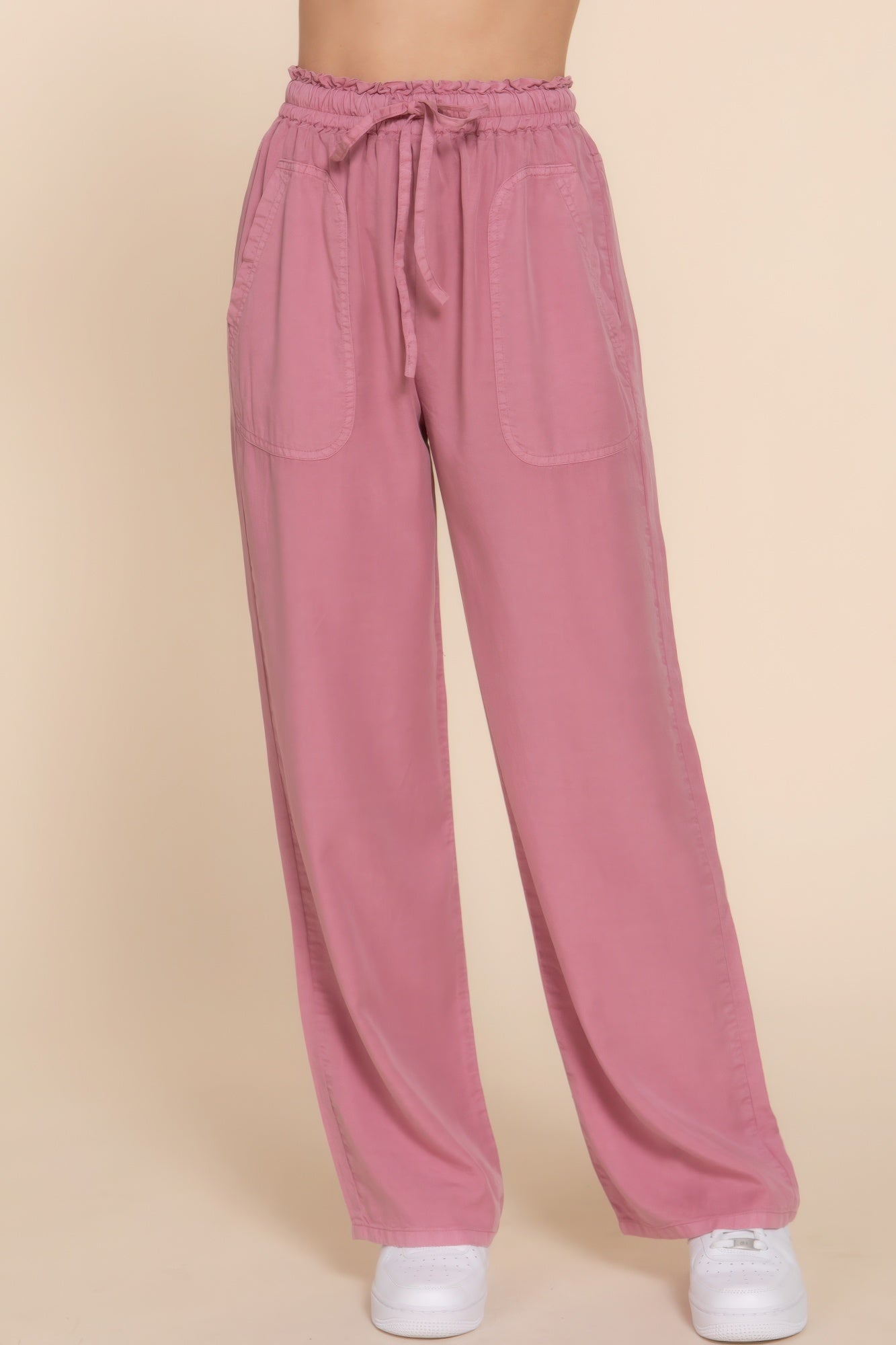 Elastic Waist Tencel Long Pants Marabella Inspirations Mauve S