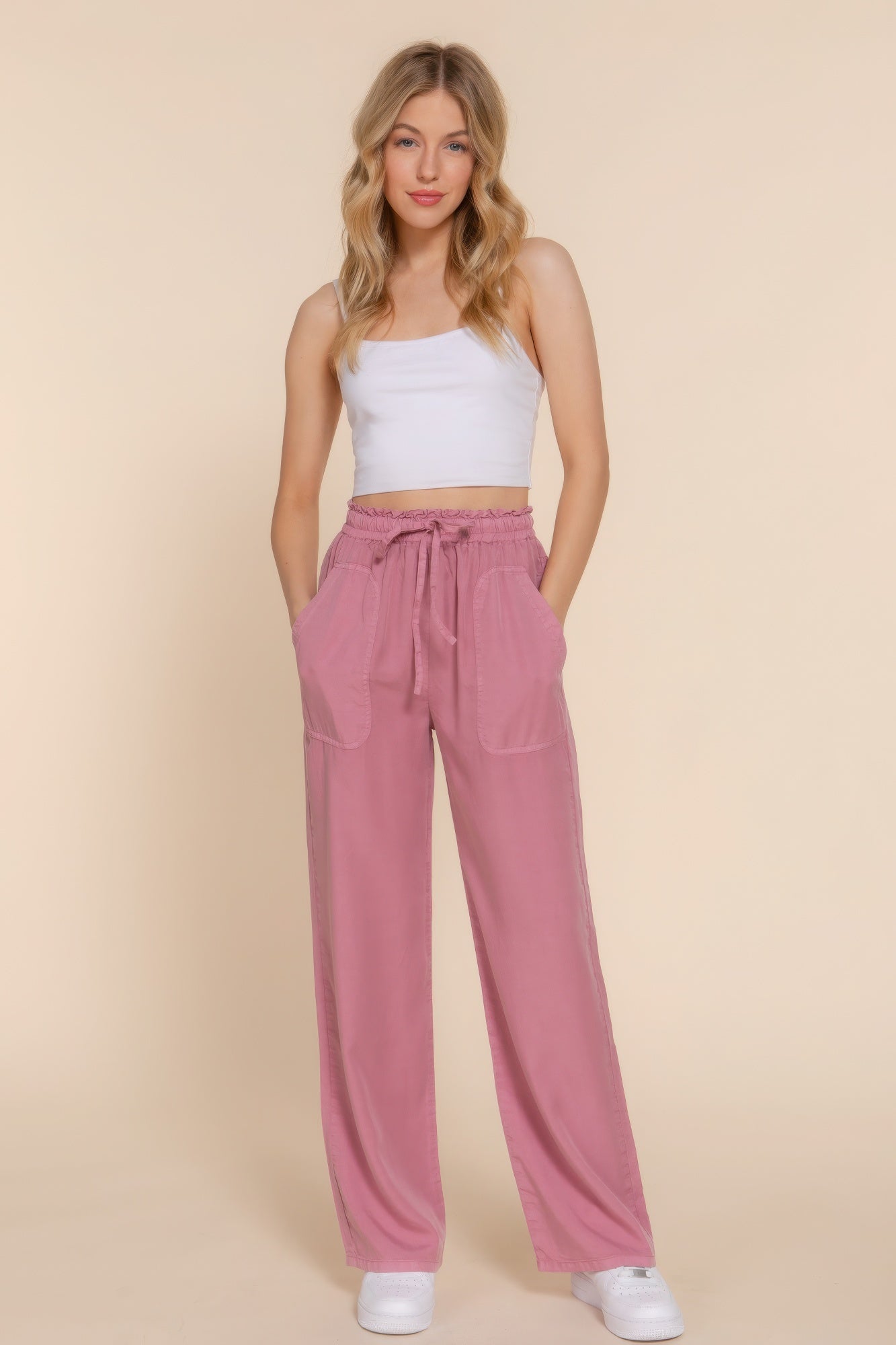 Elastic Waist Tencel Long Pants Marabella Inspirations