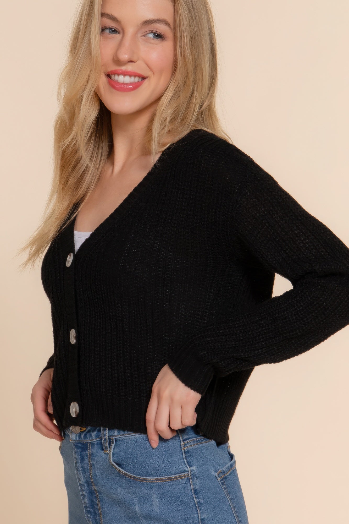 Long sleeve v-neck sweater cardigan Marabella Inspirations