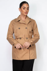 Double-breasted Notch Belted Coat Marabella Inspirations Camel S