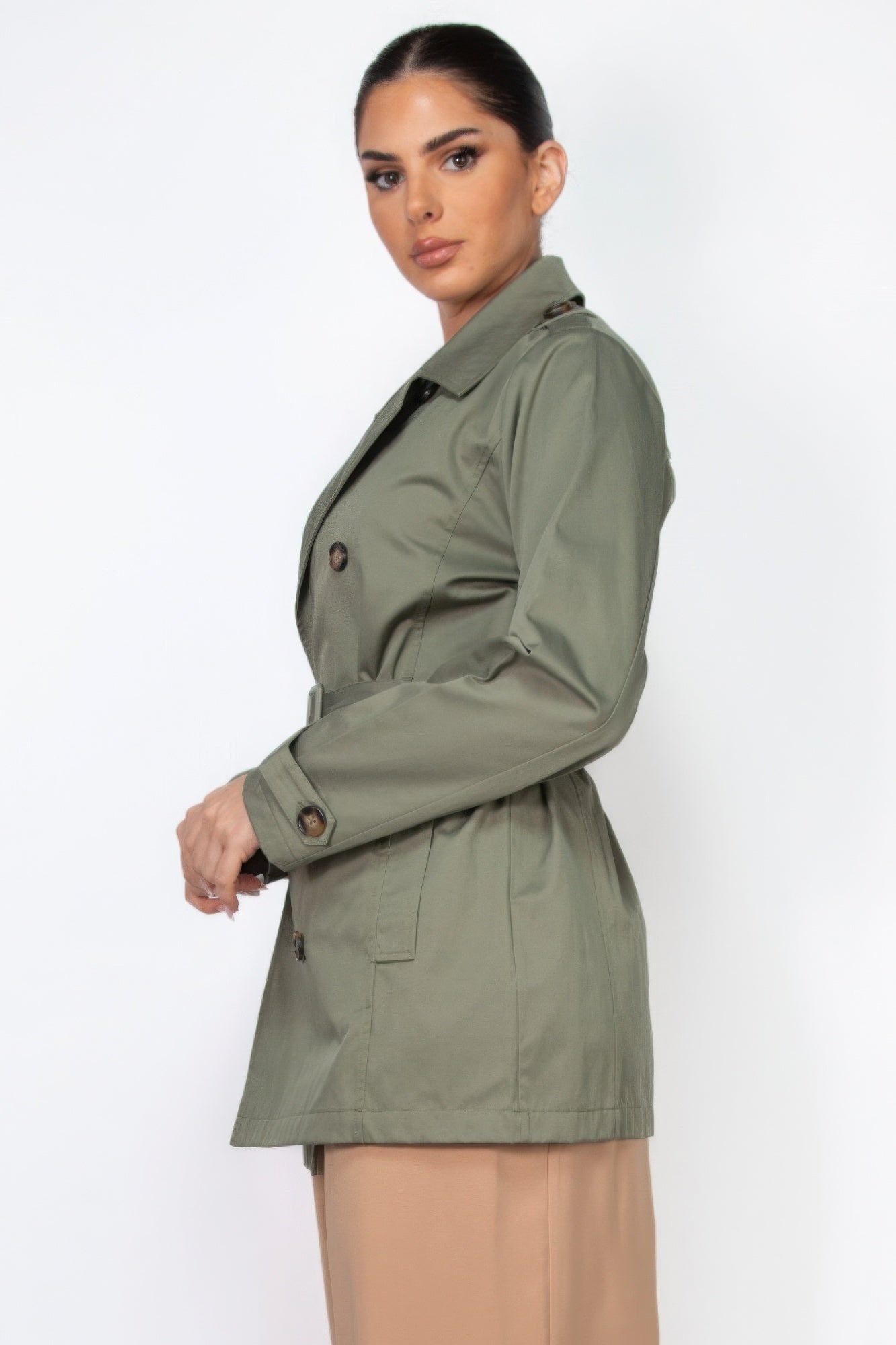 Double-breasted Notch Belted Coat Marabella Inspirations