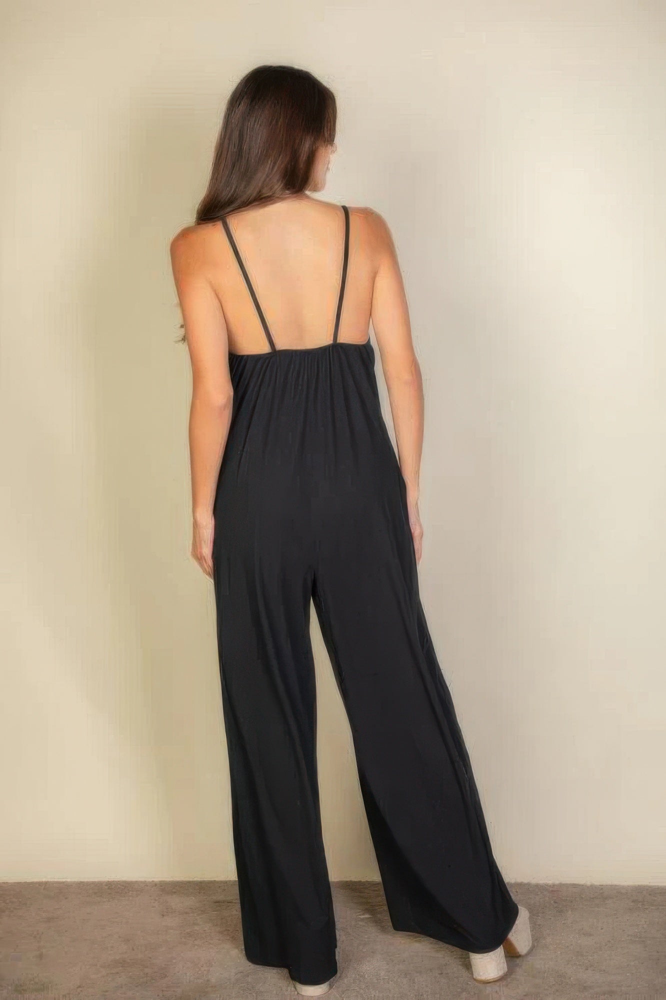 Spaghetti Strap Solid Wide Jumpsuit Marabella Inspirations