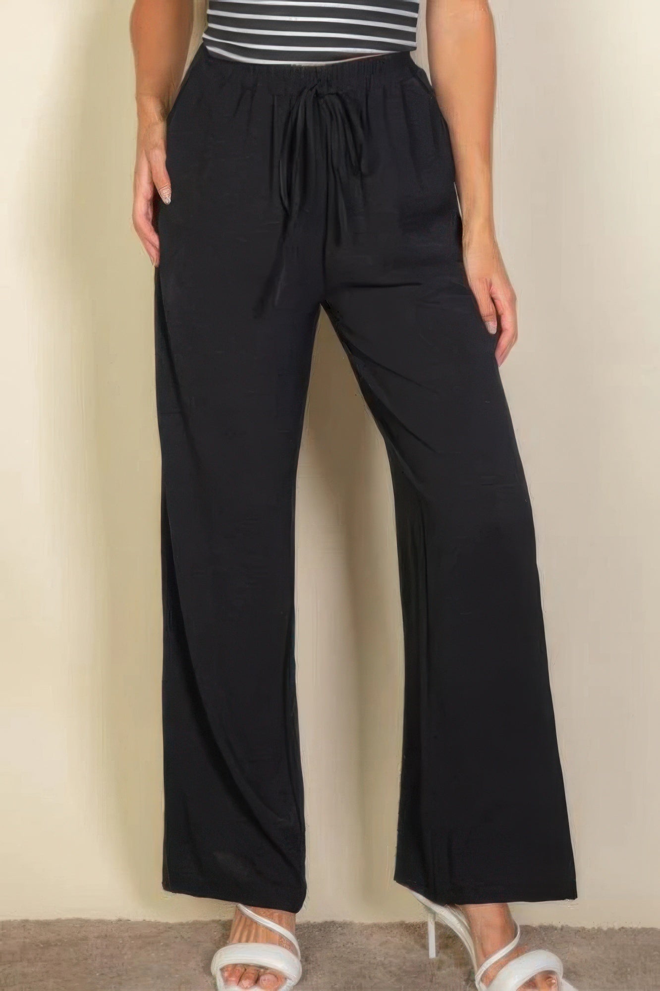 Drawstring Waist Wide Leg Minimalist Pants Marabella Inspirations