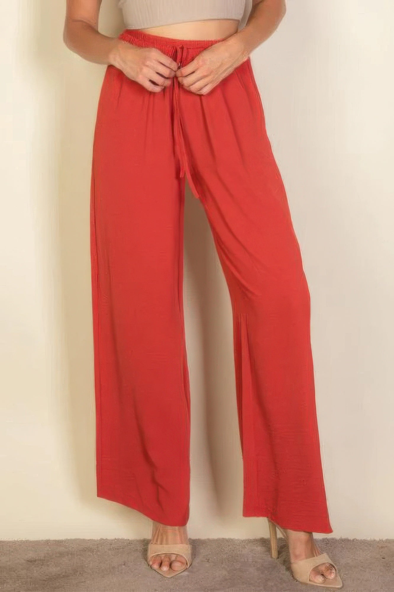 Drawstring Waist Wide Leg Minimalist Pants Marabella Inspirations