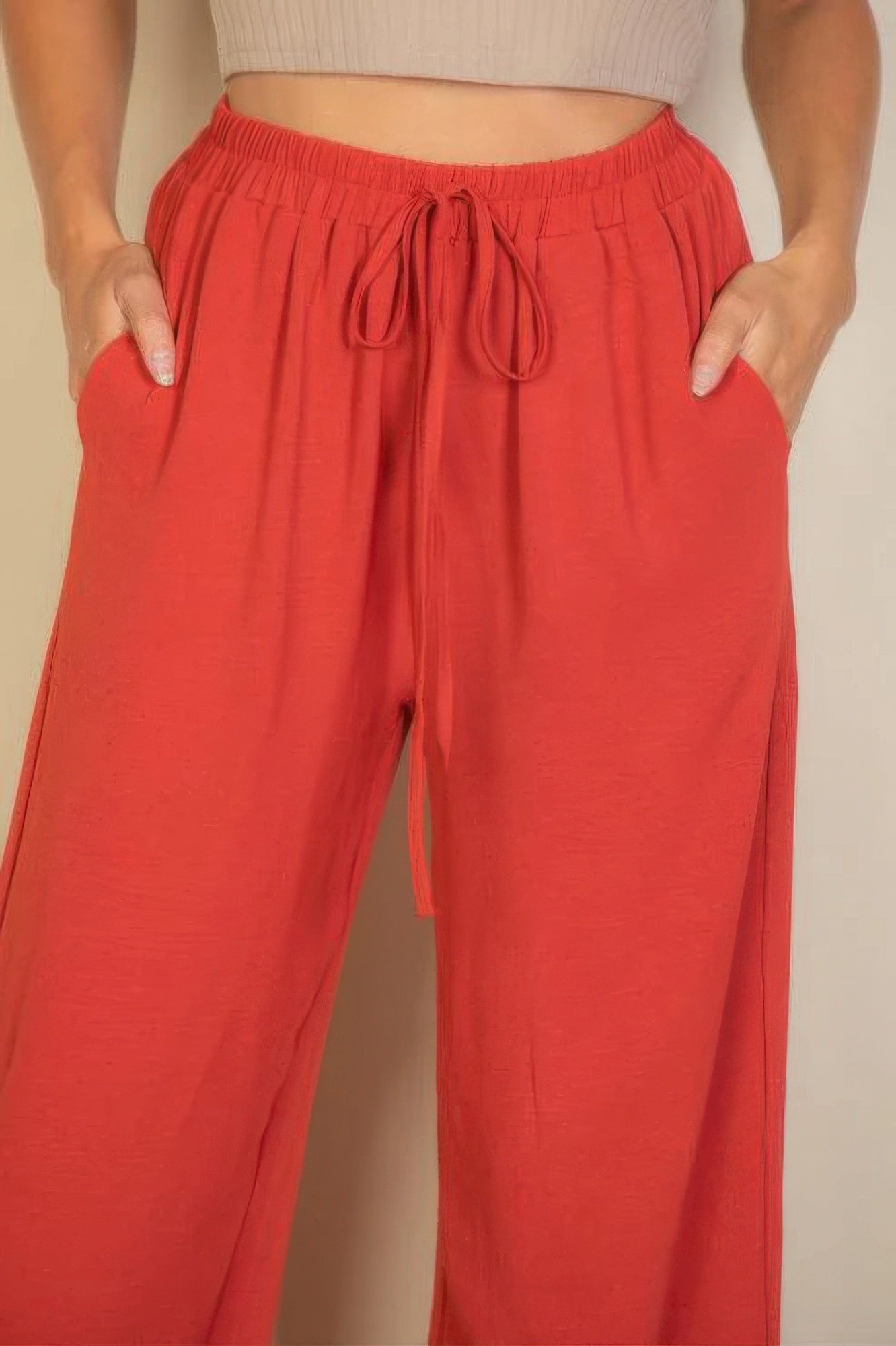 Drawstring Waist Wide Leg Minimalist Pants Marabella Inspirations