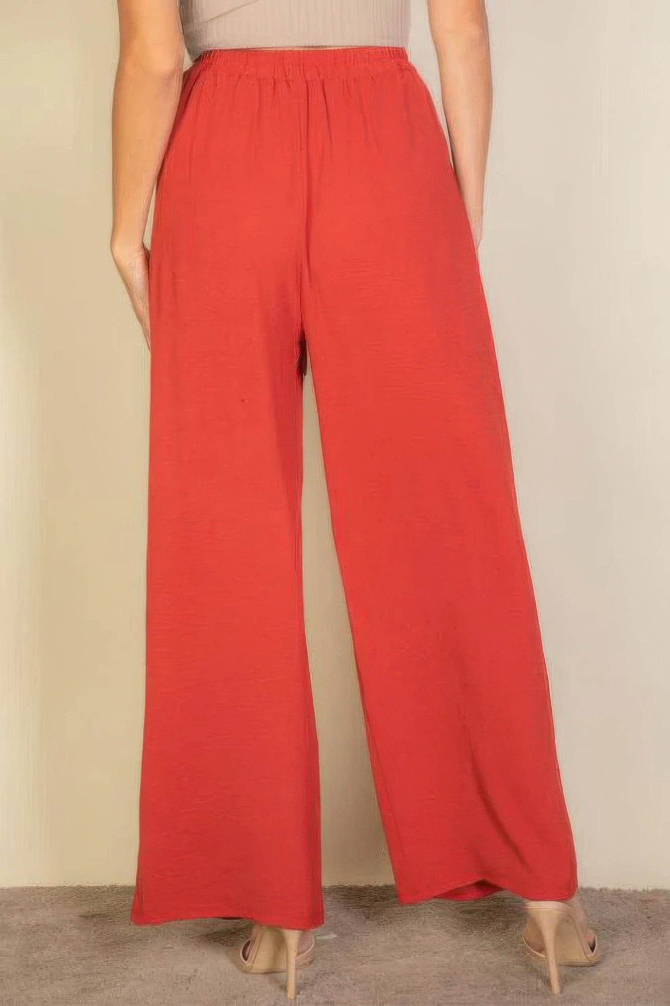 Drawstring Waist Wide Leg Minimalist Pants Marabella Inspirations Burnt Orange S