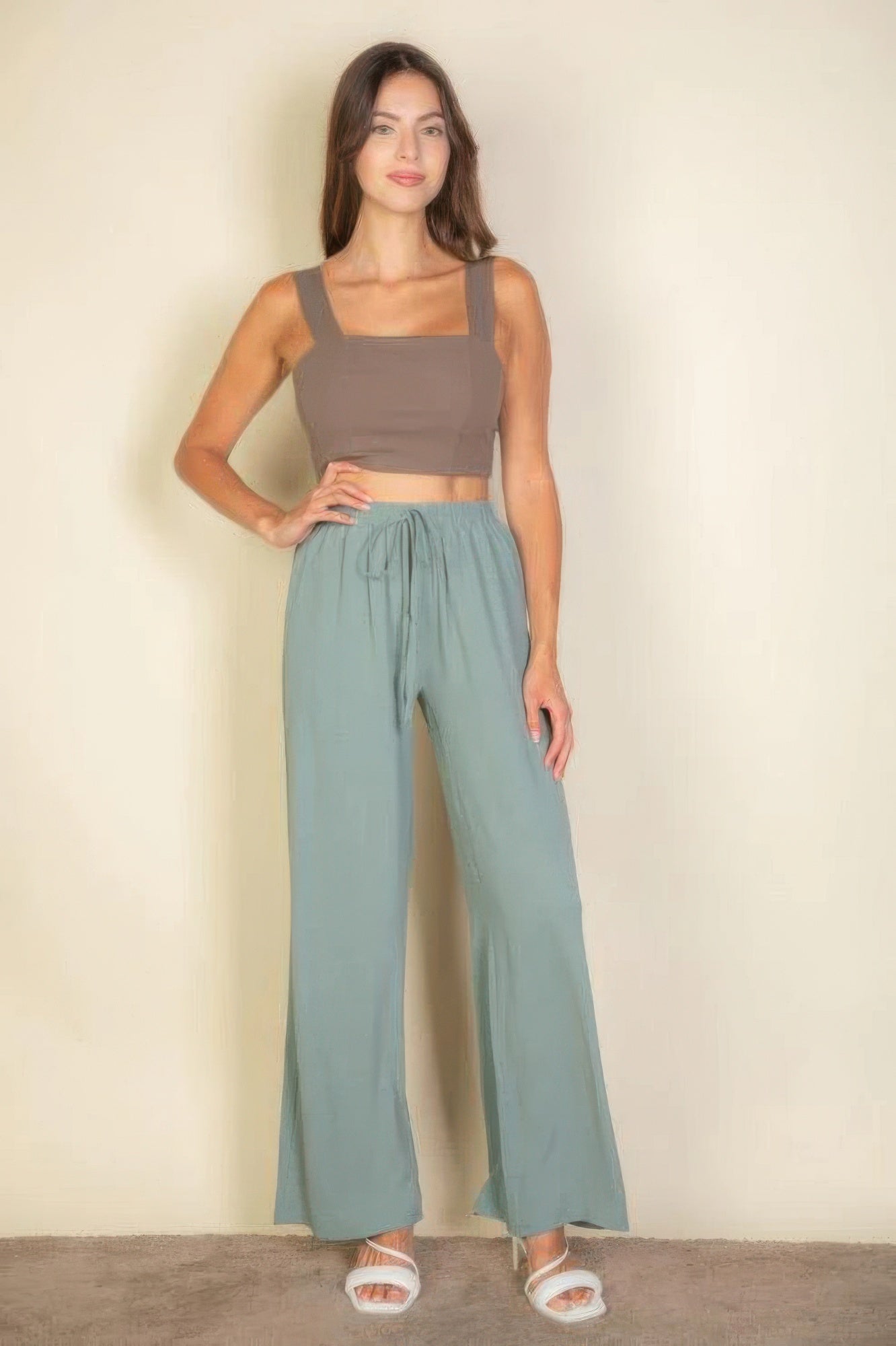 Drawstring Waist Wide Leg Minimalist Pants Marabella Inspirations