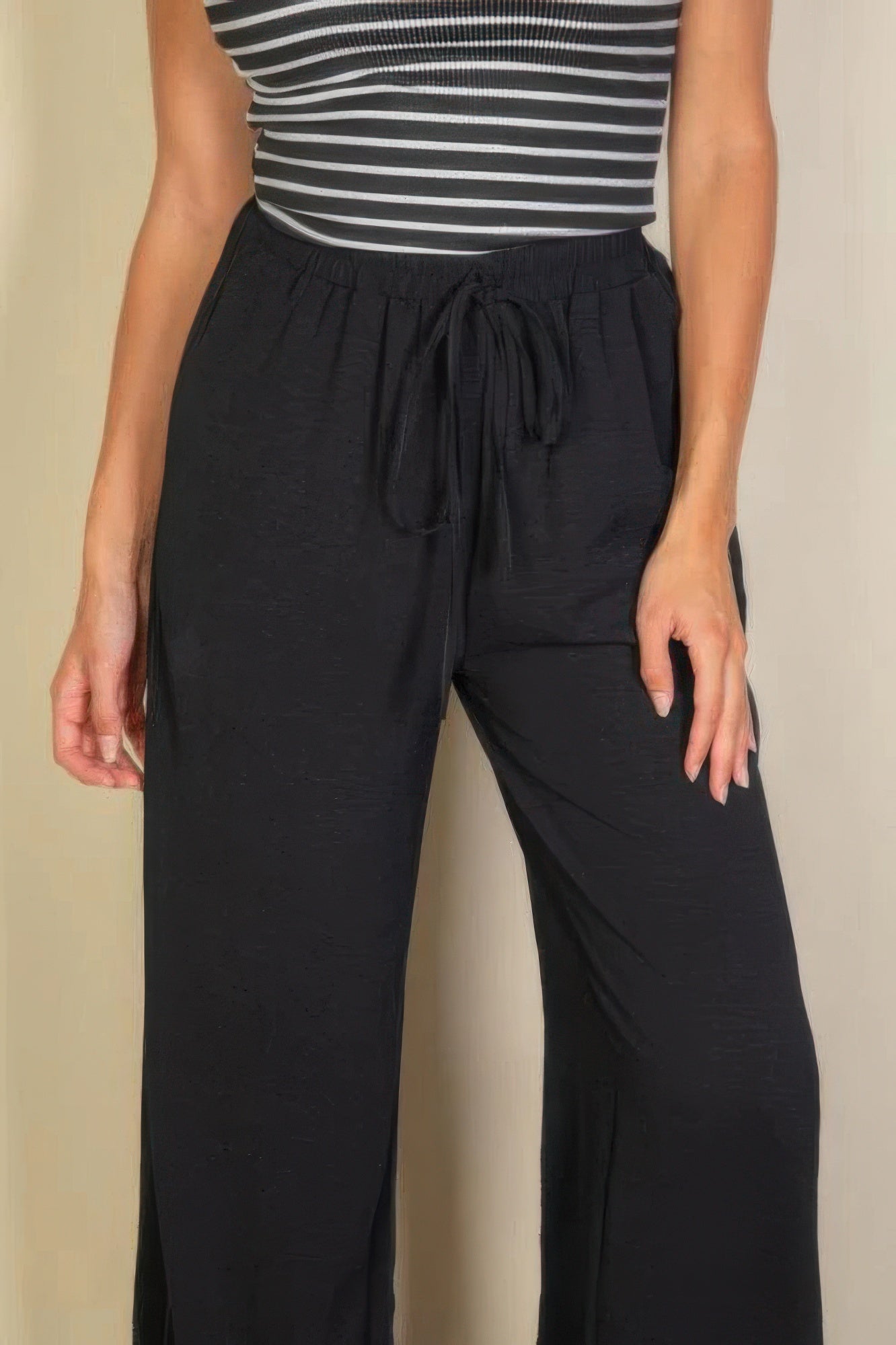 Drawstring Waist Wide Leg Minimalist Pants Marabella Inspirations