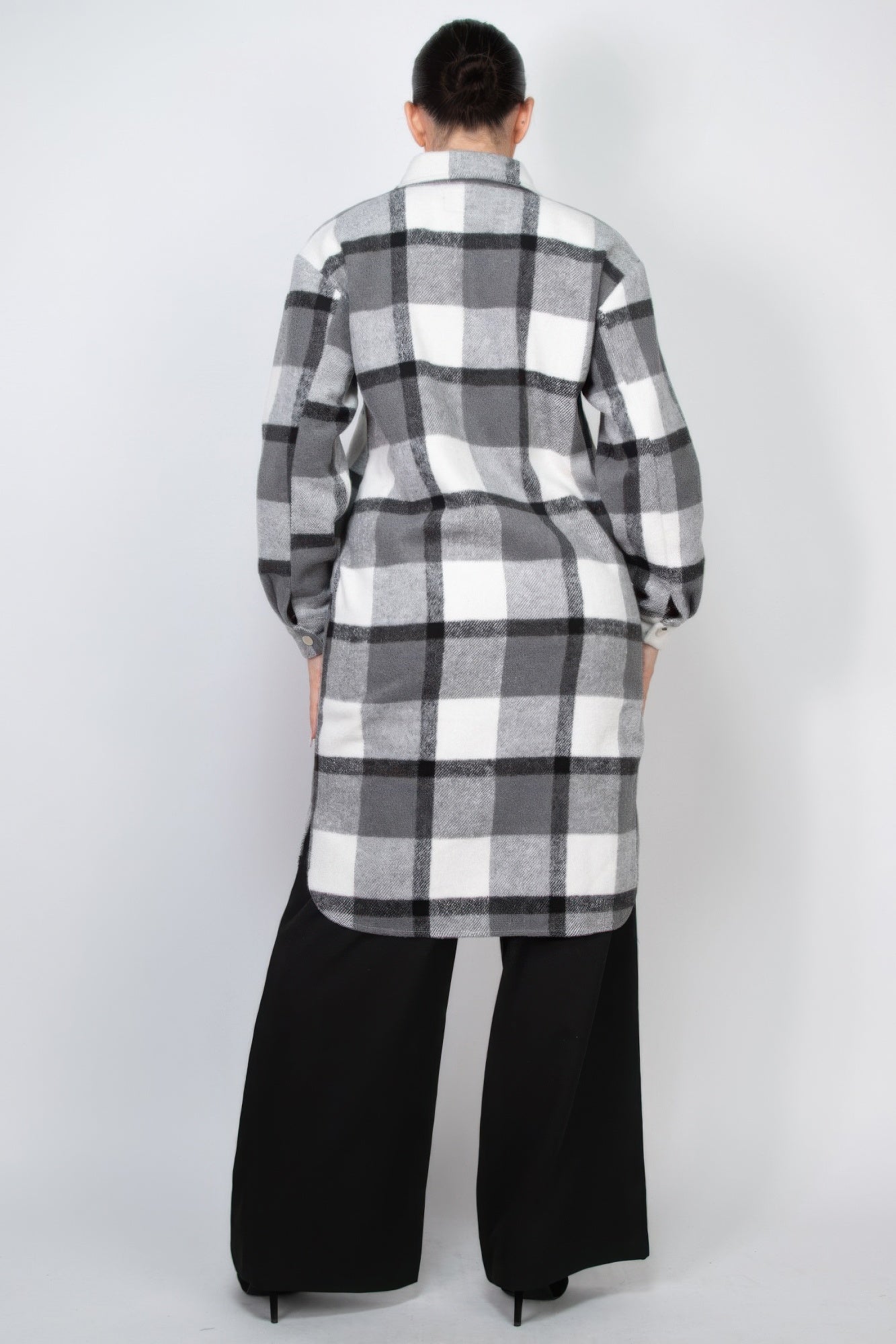 Plaid Buttoned Shacket Coat Marabella Inspirations