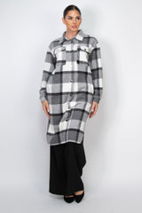 Plaid Buttoned Shacket Coat Marabella Inspirations