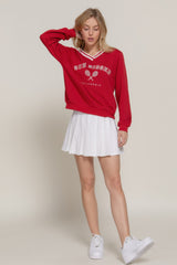 Long slv v-neck embroidered sweatshirt Marabella Inspirations