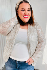 Be Your Own Star Silver Sequin Open Blazer