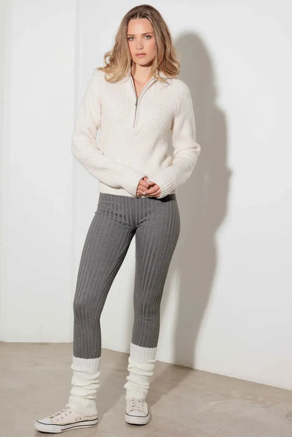 Ribbed Pattern High Waist Cozy Sweater Leggings leggings The Fashion Outlet Store   