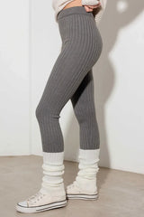 Ribbed Pattern High Waist Cozy Sweater Leggings leggings The Fashion Outlet Store   